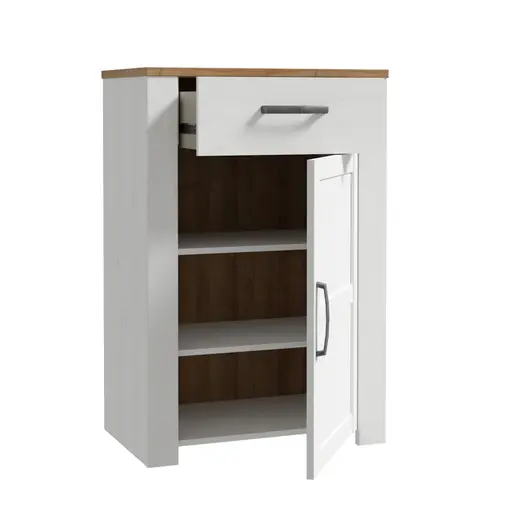 Schuhschrank FELLIAN- B ca. 67 cm, Weiß, Eiche Dekor