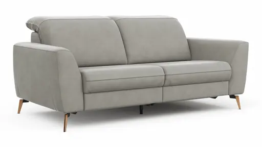 Sofa Tulsa KV - 2,5-Sitzer, inkl. Relaxfunktion und Kopfteilverstellung (motorisch), Leder, Graubeige
