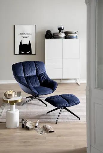 Hocker Unn - Stoff, Indigo