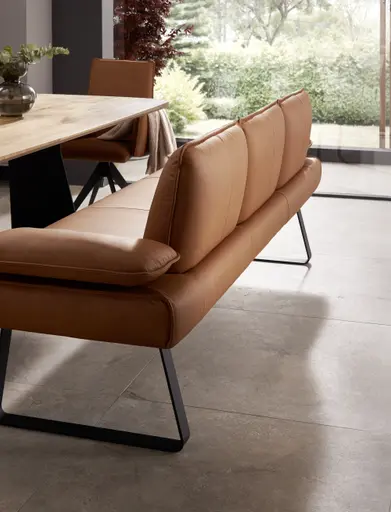 Polsterbank Elda - Breite ca. 236 cm, Leder, Cognac