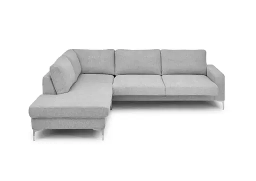 Ecksofa CALM 2.0 - Ecke links mit 2,5-Sitzer, Schlaffunktion mit Bettkasten, Stoff, Silbergrau