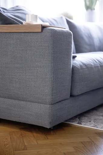 Ecksofa Juni - 1,5-Sitzer mit Longchair rechts, Stoff, Petrol