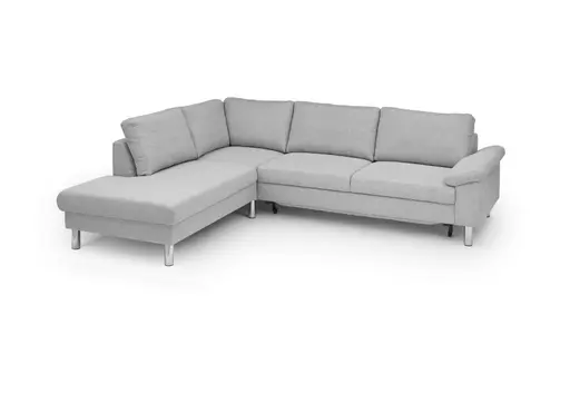 Ecksofa COOL - Ecke links mit 2,5-Sitzer, Querschläfer, Stoff, Hellgrau