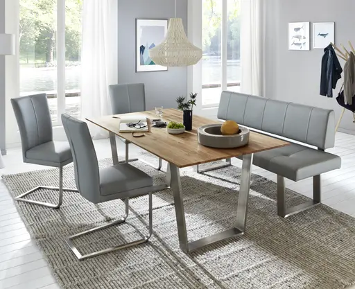 Schwingstuhl EM Zadar - Leder, Hellgrau