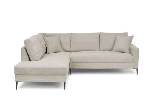 Ecksofa - Ecke links, 3-Sitzer, Stoff, Beige