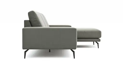 Ecksofa Redington - 2,5-Sitzer mit Longchair rechts, Leder, Grau 