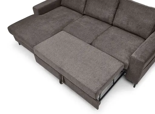 Ecksofa - Longchair links mit 2-Sitzer, Stoff, Mocca