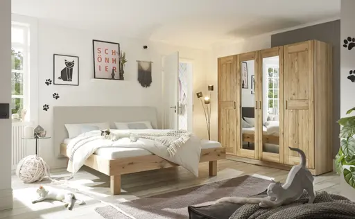 Drehtürenschrank- B ca. 202 cm, Eiche, Massiv, Geölt