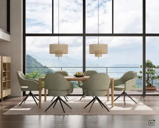 Esstisch Arialto - LB ca. 220x100 cm, ausziehbar, Asteiche massiv, Milk
