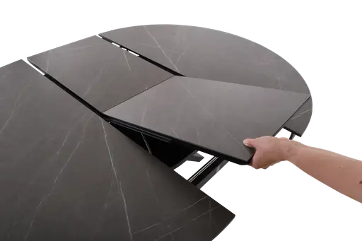 Esstisch MAIJA - ausziehbar, D ca. 120 cm, Keramik, Grau