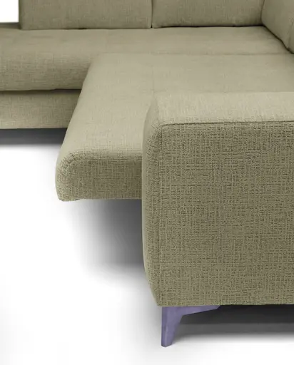 Ecksofa - Ecke links mit 2-Sitzer, Kopfteil verstellbar, Sitztiefe verstellbar motorisch, Stoff, Sand