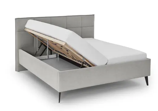 Polsterbett - Liegefläche ca. 180x200 cm, Stoff, Hellgrau