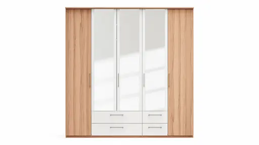 Drehtürenschrank Viana - B. ca. 225 cm, Furnier, Kernbuche, Weiß