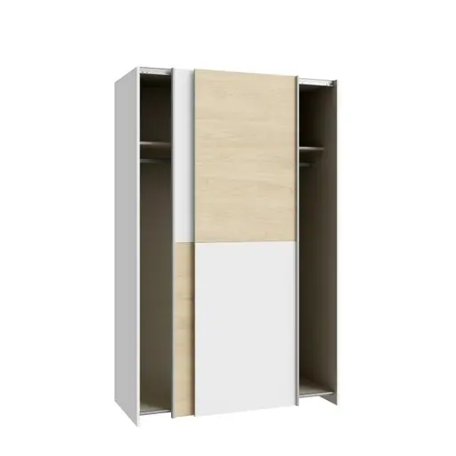 Schwebetürenschrank FREDDY- B ca. 120 cm, Weiß, Eiche Dekor