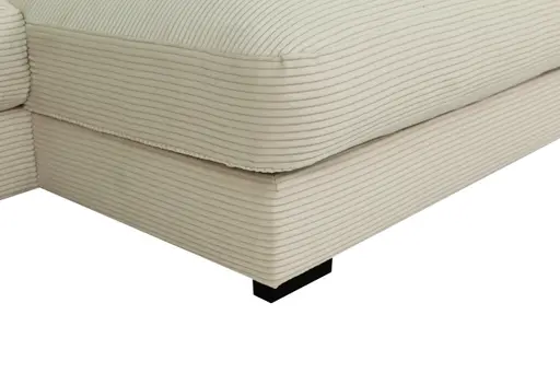 Ecksofa - 3-Sitzer mit Longchair rechts, Cord, Creme