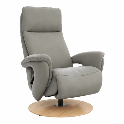 Sessel Tulsa Relax - Größe M, inkl. Fußteil/Rückenlehne verstellbar (motorisch), inkl. Kopfteilverstellung, Leder, Graubeige
