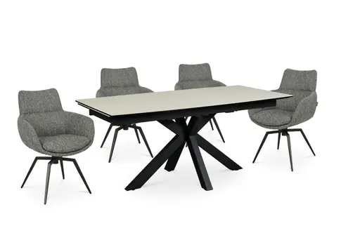 Esstisch MELANIA - ausziehbar, LB ca. 180x95 cm, Glaskeramik, Travertin farbig