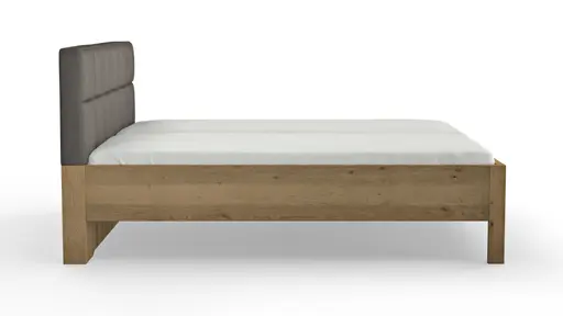 Bett Viana - Liegefläche ca. 180x200 cm, Balkeneiche furniert, Kunstleder Anthrazit