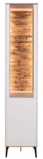 Vitrine - mit Beleuchtung, B ca. 42 cm, Weiß, Asteiche, Schwarz