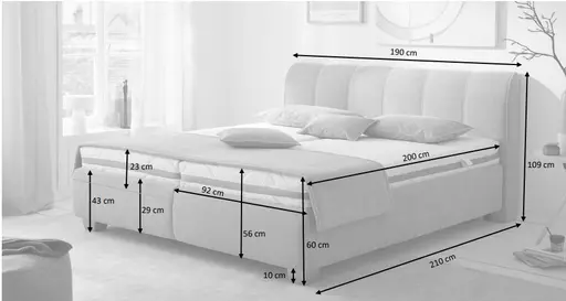 Polsterbett- Liegefläche ca. 180x200 cm, Stoff, Hellgrau