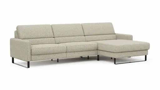 Ecksofa Valera - 3-Sitzer mit Longchair rechts inkl. Rückenlehne verstellbar, Stoff, Limone
