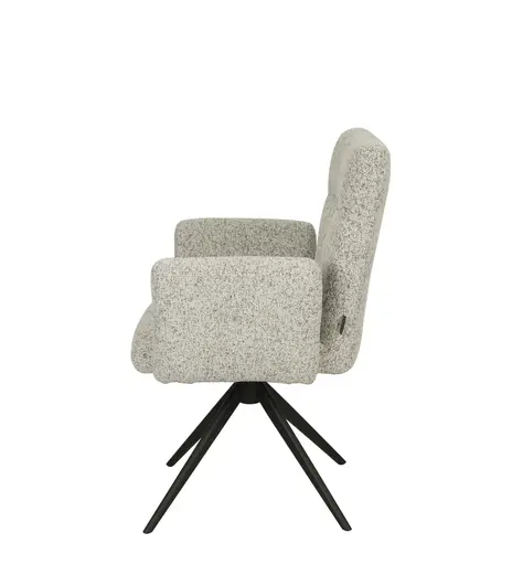 Armlehnstuhl MYLENE - drehbar, Stoff, Schwarz-Weiß