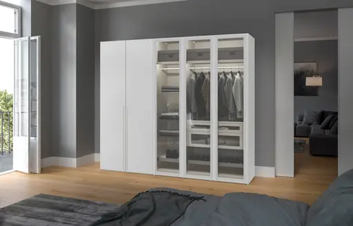 Drehtürenschrank JOIN IT- B ca. 252 cm, Weiss, Glas