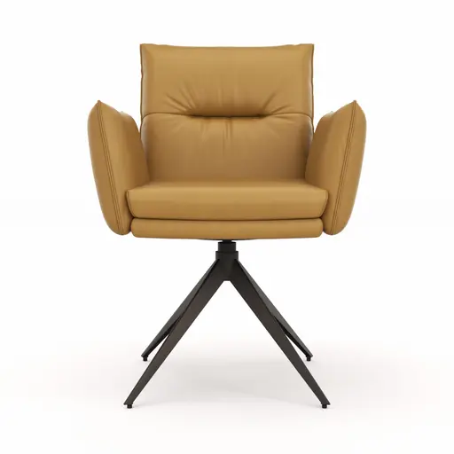 Armlehnstuhl Coscino - Leder, Kurkuma