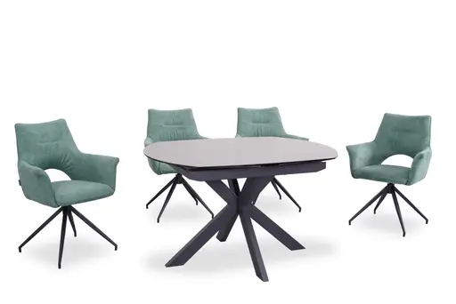 Armlehnstuhl MALEEN - drehbar, Stoff, Grün