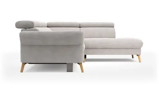 Sofa Maryville - 2,5-Sitzer mit Eckelement und Abschlussteil medium rechts, inkl. Schlaffunktion, Stauraum, Armlehne/Kopfteil verstellbar, Stoff, Beige