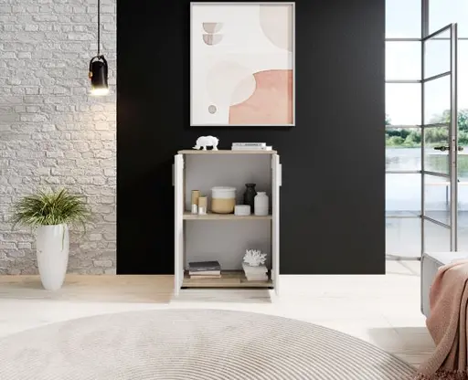 Kommode - B ca. 60 cm, Holz Nachbildung, Weiß