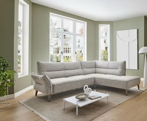 Ecksofa - 2,5-Sitzer mit Ecke rechts, Stoff, Beige