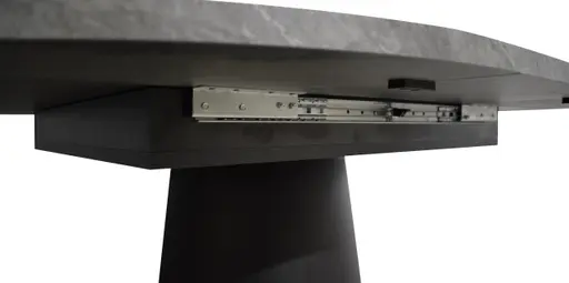 Esstisch - ausziehbar, Ø/H ca. 130x75 cm, Keramikoptik grau, Schwarz