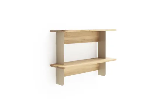 Wandregal Olai - Wildeiche massiv, Metall, Beige