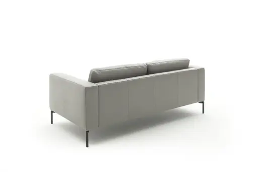 Sofa Lenni Full - 2-Sitzer, Leder, Steingrau, bündige Kissen