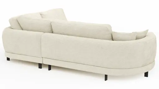 Ecksofa Solenne - Diwan rund links mit Ottomane rechts, Stoff, Weiß