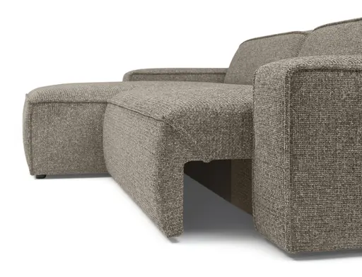 Ecksofa - Longchair links mit 2-Sitzer, Sitzvorzug motorisch, Stoff, Taupe