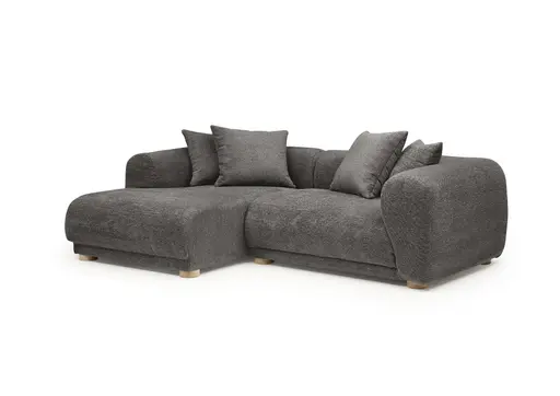 Ecksofa - Longchair links mit 2-Sitzer, Stoff, Taupe