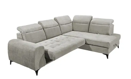 Ecksofa - 2-Sitzer, Ecke rechts inkl. Funktionen, Stoff, Taupe