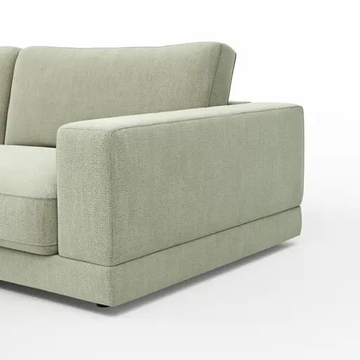 Ecksofa Juni -  Longchair links mit 1,5-Sitzer, Stoff, Lindgrün