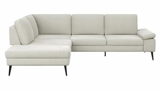 Ecksofa Houston - 1-Sitzer mit Abschlussteil links, Eckelement und 2,5-Sitzer rechts, inkl. Sitztiefenverstellung und Armlehne klappbar, Stoff, Natur
