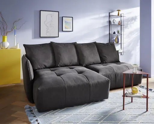 Ecksofa Palazzina - Longchair links, 1,5-Sitzer, Stoff, Dunkelgrau