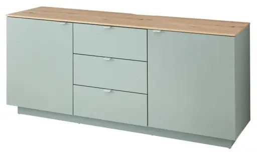 TV-Sideboard - Olivgrün, Eiche Dekor