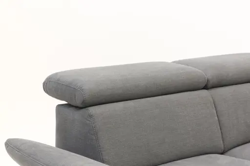 Ecksofa - 2,5-Sitzer mit  Ecke rechts, Kopfstütze/Armlehne verstellbar (manuell), Webstoff, Dunkelgrau