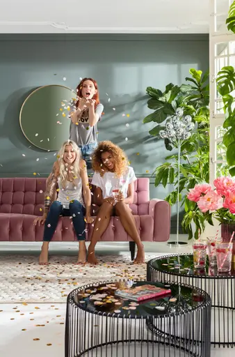 Couchtisch-Set- Stahl, Schwarz, Glas, Schwarz