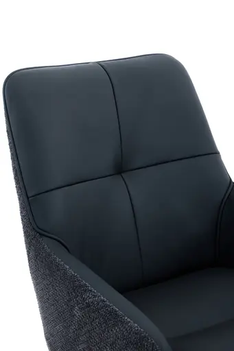 Armlehnstuhl - drehbar, Leder & Stoff, Schwarz