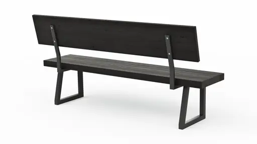 Holzbank Clifton - mit Rückenlehne, Breite ca. 180cm, Zerreiche massiv, smoked