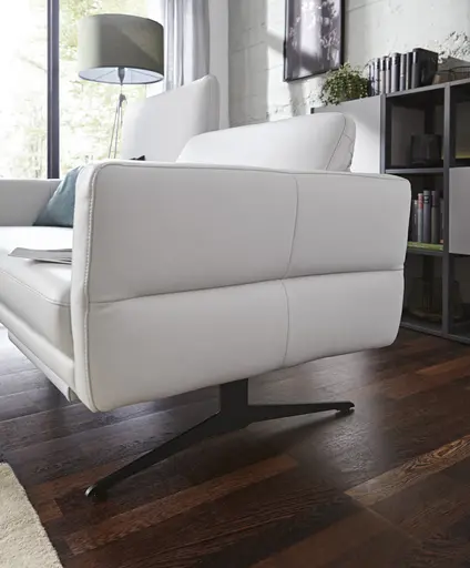 Sofa Estrela - 2,5-Sitzer inkl. Rücken-/Armlehne/Sitztiefe verstellbar, Leder, Hellgrau