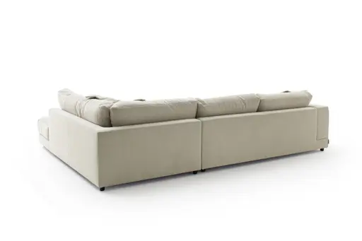 Ecksofa Juni - 2-sitzer mit Ecke rechts, Stoff, Taupe