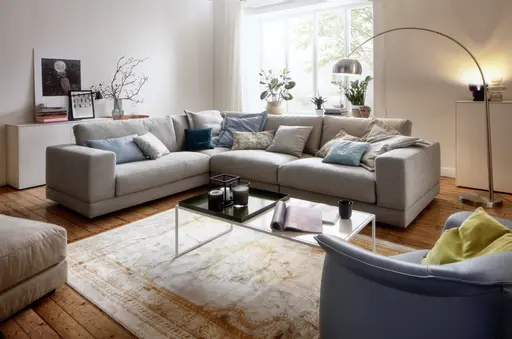 Ecksofa Juni - Ecke links mit 2,5-Sitzer, Stoff, Hellgrau